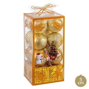 NOËL - BOULES EN PLASTIQUE DORÉ S/16 CT721393 1