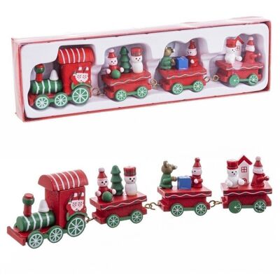 NOËL - TRAIN LOCOMOTIVE + 3 WAGONS EN BOIS CT118904