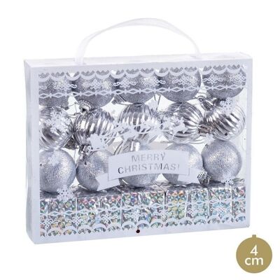 NOËL - S/20 BOULES EN PLASTIQUE ARGENT CT721399