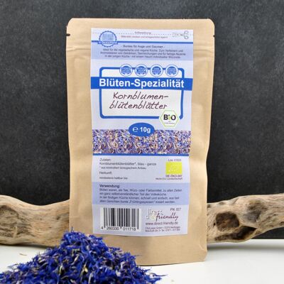 Blue organic cornflower petals flavor packaging