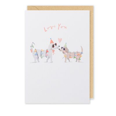 Dogs in Bunting Anniversary Valentine Card