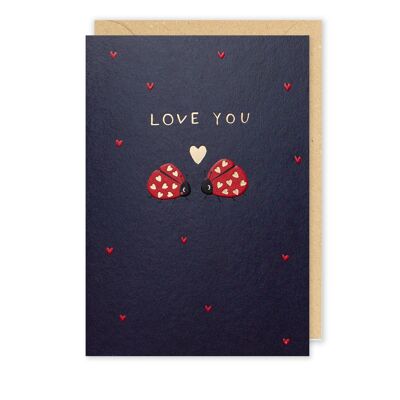 Cartolina di San Valentino per l'anniversario dell'amore coccinella