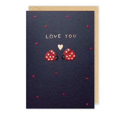 Carte de Saint-Valentin d'anniversaire d'amour de coccinelle