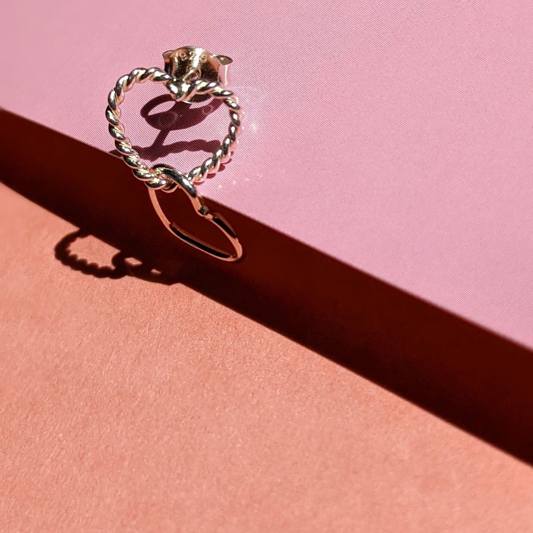 Orecchini a catena cuore d'argento