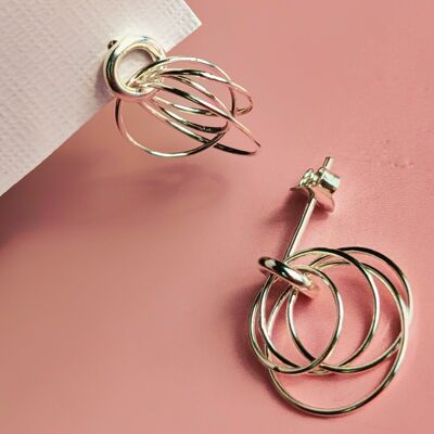 Silver Hoop Cluster Earrings