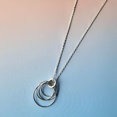 Silver Hoop Cluster Necklace