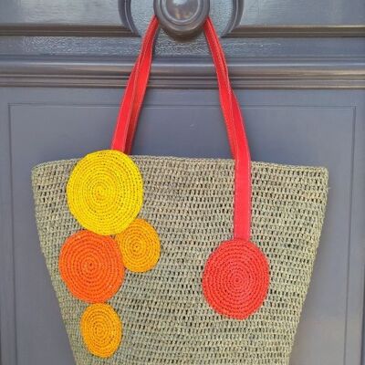 Sac cabas "Bulle" Orange en raphia