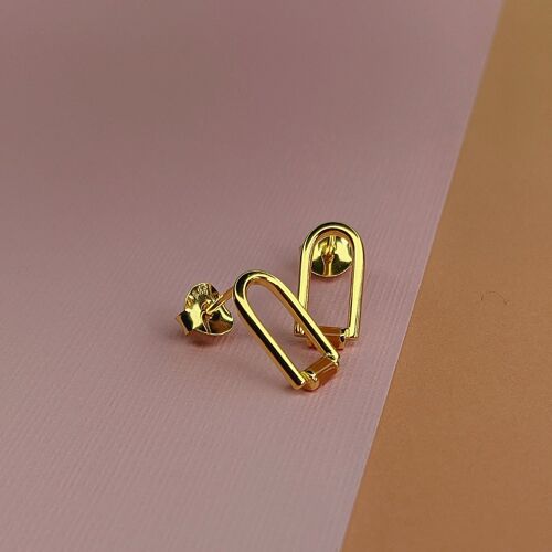 Gold Contemporary Enamel Arch Stud Earrings