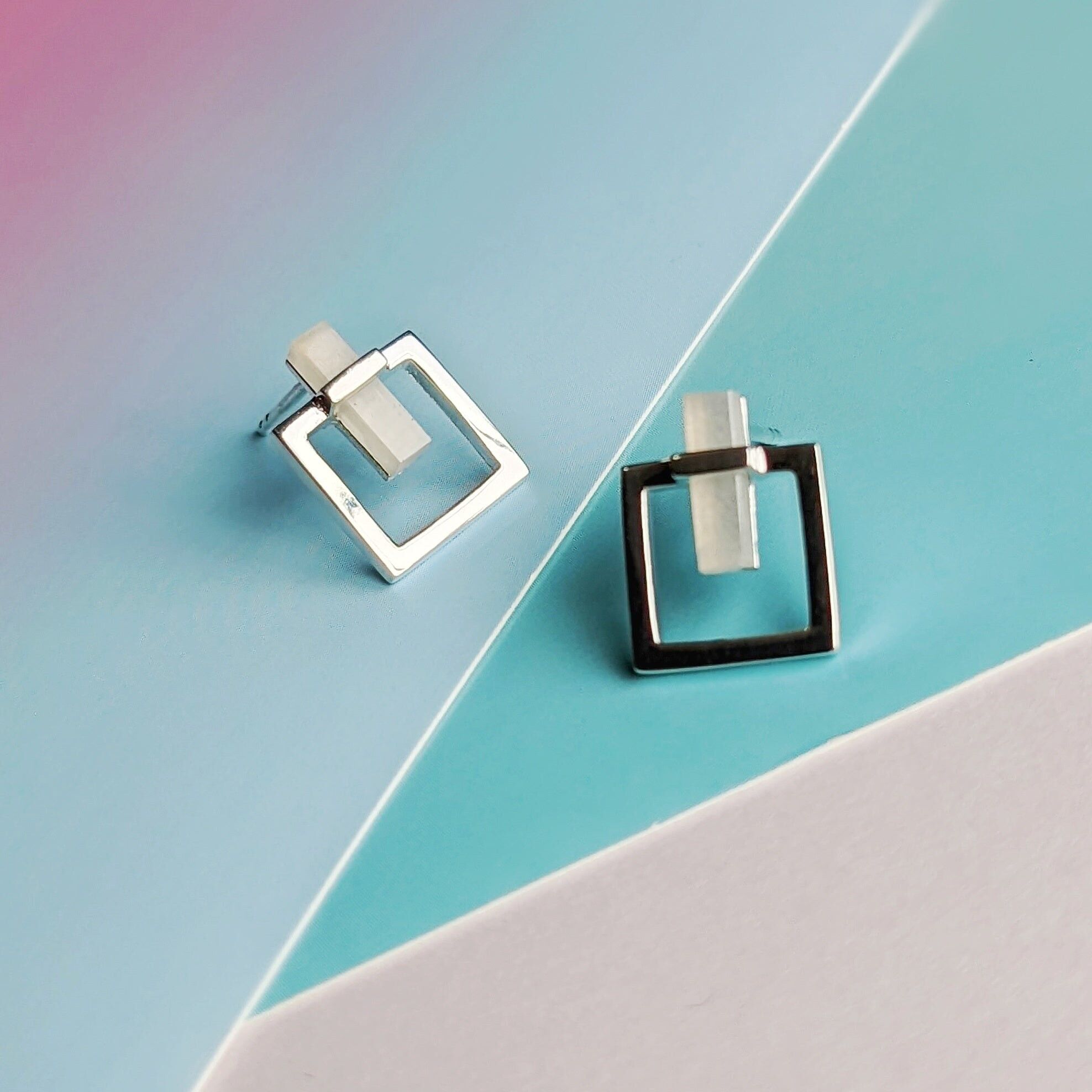 Orecchini quadrati di pietra di luna