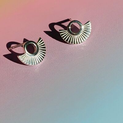 Silver Deco Stud Earrings