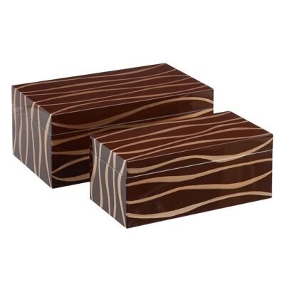 S/2 BOXES ZEBRA BROWN-GOLD DM CT604438