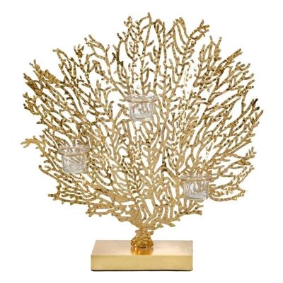 CANDLE HOLDER CORAL GOLD METAL DECORATION CT605326