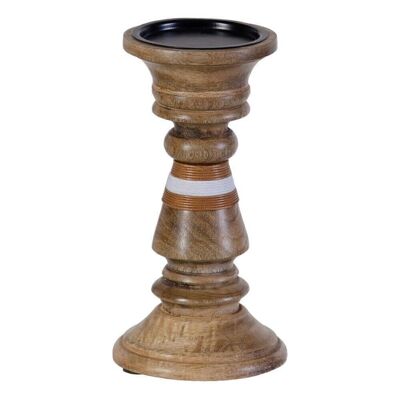 BROWN WOODEN CANDLE HOLDER DECORATION CT606349