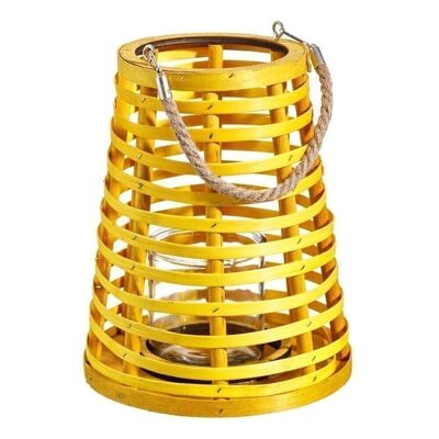 YELLOW WOODEN CANDLE HOLDER CT152119