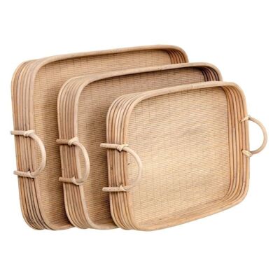 S/3 TRAYS NATURAL RATTAN DECORATION CT605330