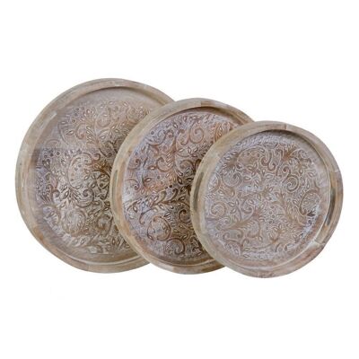 S/3 ROUND TRAYS PINK WHITE CT606359