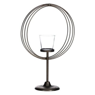 SILVER METAL-GLASS CANDLE HOLDER CT604005