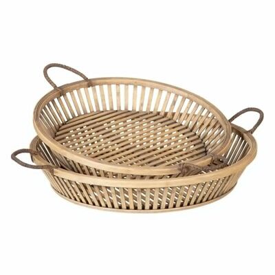 S/2 VASSOI DECORAZIONE RATTAN NATURALE CT604334