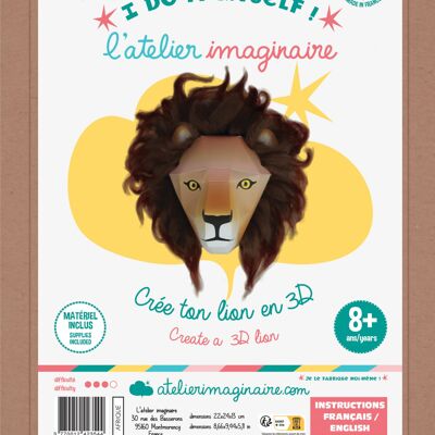 Kit de creación de cabezas de animales en 3D - kit de bricolaje/actividad infantil en francés/inglés