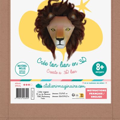 Kit per la creazione di teste di animali 3D - Kit fai da te/attività per bambini in francese/inglese