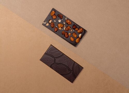 Tablette de chocolat Amandes Caramélisées Noir 72% 100g