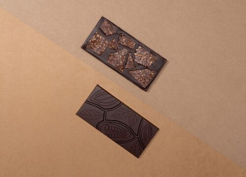Tablette de chocolat Nougatine cacaotée Noir 72% 100g