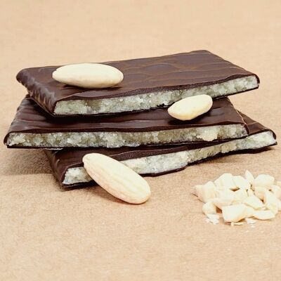 Dark almond paste chocolate bar 72% 100g
