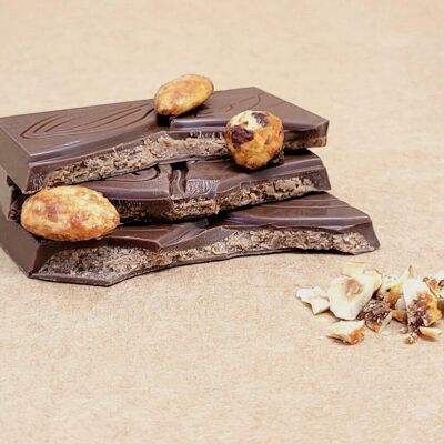 Almond and hazelnut praline chocolate bar 100g