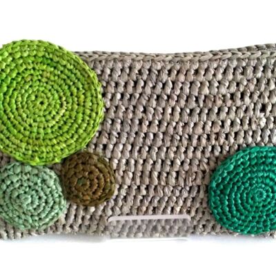 Pochette meduim ''Bulle " Verte en raphia