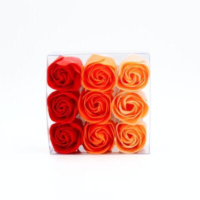 BLUMENSEIFE Rote/orangefarbene Rosen x9