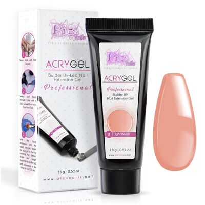 Acrygel Light Nude 3 - Gel Acrílico para Uñas 15 gr