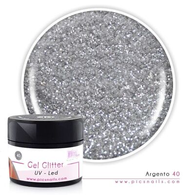 Glitter gel uv/led Silver 40 - 5 ml