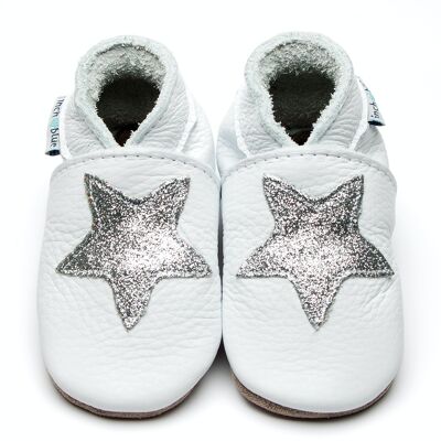 Scarpe per bambini/neonati in pelle - Bianco stellato/Glitter