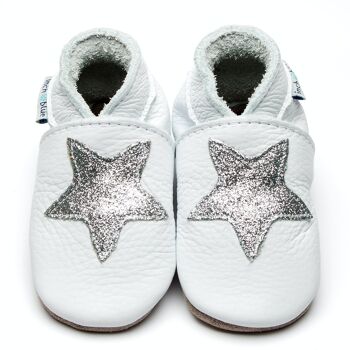 Chaussures Enfant/Bébé en cuir - Blanc étoilé/Paillettes 1