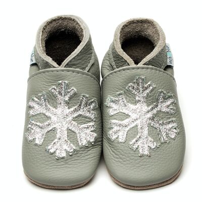 Scarpe per bambini/neonati in pelle - Fiocco di neve Grigio