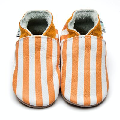 Scarpe per bambini/neonati in pelle - Strisce Arancione