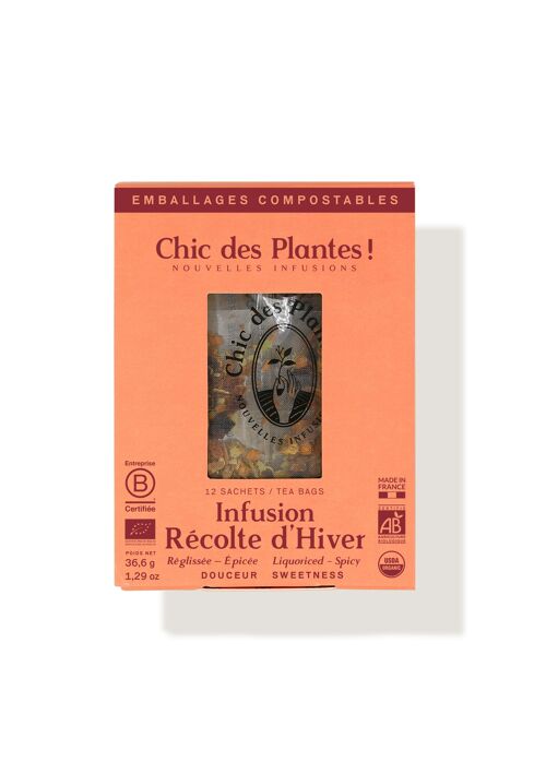 INFUSION RÉCOLTE D'HIVER (BOÎTE 12 SACHETS) - CANNELLE, ORANGE, RÉGLISSE
