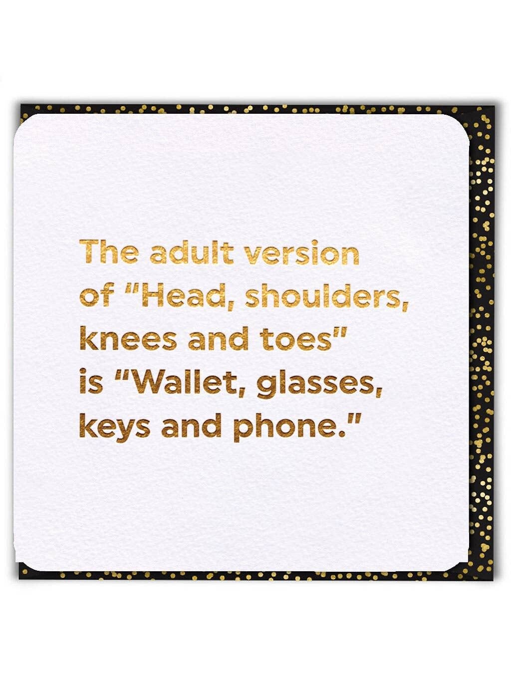 Lustige Geburtstagskarte mit Kopf, Schultern, Knien und Zehen