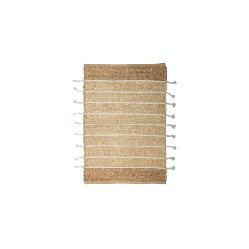 TAPIS NATUREL RAYURES BLANCHES EN JUTE ET COTON 80X60CM DIDIM