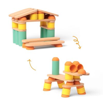 Gioco educativo da costruzione in legno - Stix 60 pz