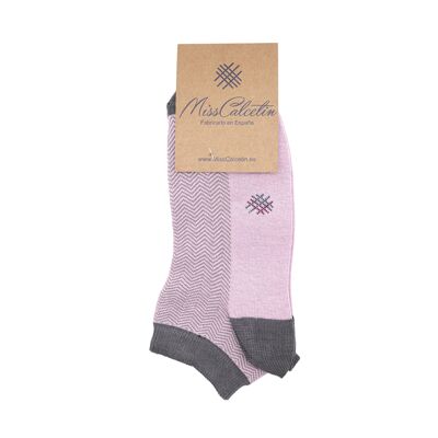 Miss Pink-Anthracite Spike Ankle Socks