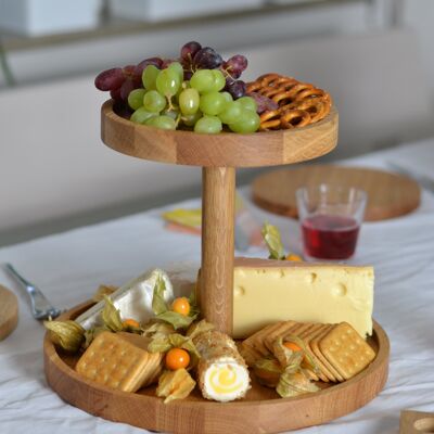 DELIGHT 2 tier cake stand made from natural oak wood