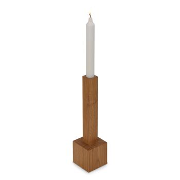 Bloc chandelier Natuhr - grand chandelier en bois de chêne huilé pour bougies bâtons 6