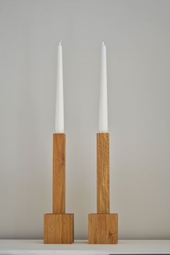 Bloc chandelier Natuhr - grand chandelier en bois de chêne huilé pour bougies bâtons 13