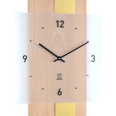 Reloj de pared Fusion Natuhr madera maciza con elementos metálicos