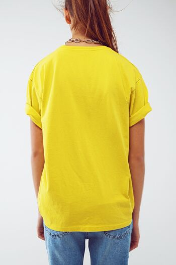 T-shirt avec texte Good Vibes en jaune citron 2