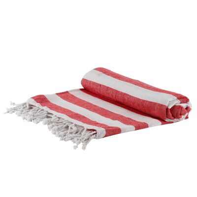 Nicola Spring Serviette de plage en coton turc 170 x 90 cm - Rayure rouge