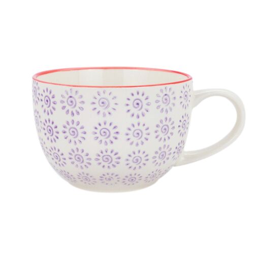 Nicola Spring Patterned Cappuccino and Tea Cup - 250ml - Purple and Red