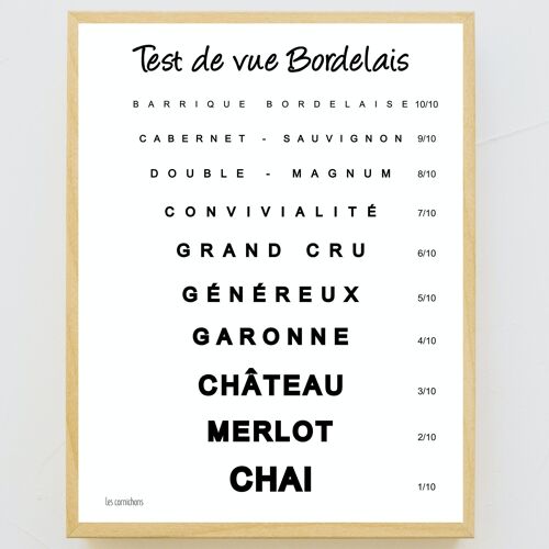Test de vue Bordelais encadrée 30x40cm - cadeau - humour - Bordeaux