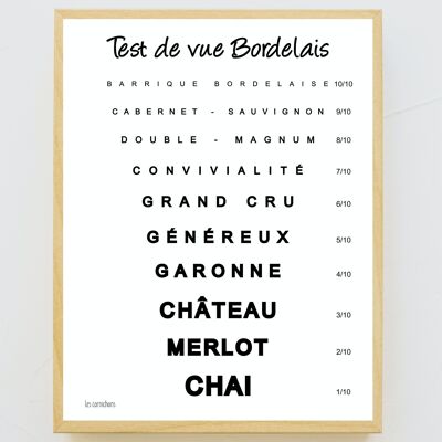 Framed Bordeaux sight test 30x40cm - gift - humor - Bordeaux